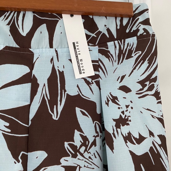 NWT 2 Piece Wide Leg Pants Set Chocolate Brown Floral Sz M - Picture 4 of 14